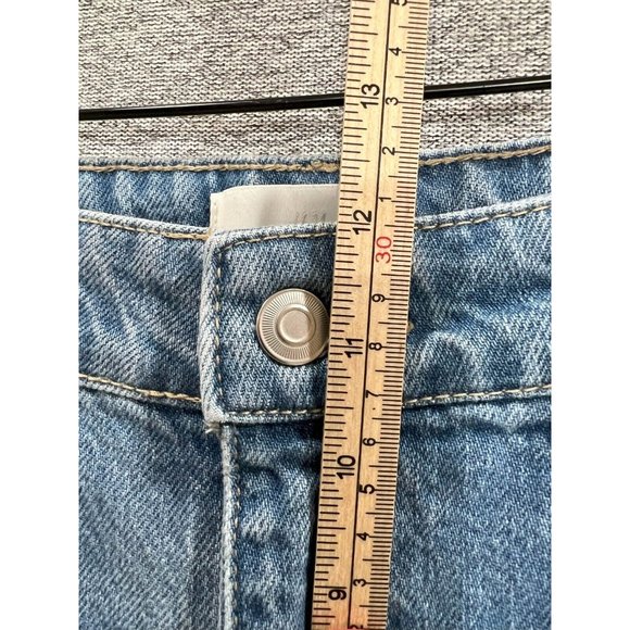 H&M Jeans Women 8 Blue Light Wash Straight Raw Hem High Rise Cropped - Picture 7 of 11